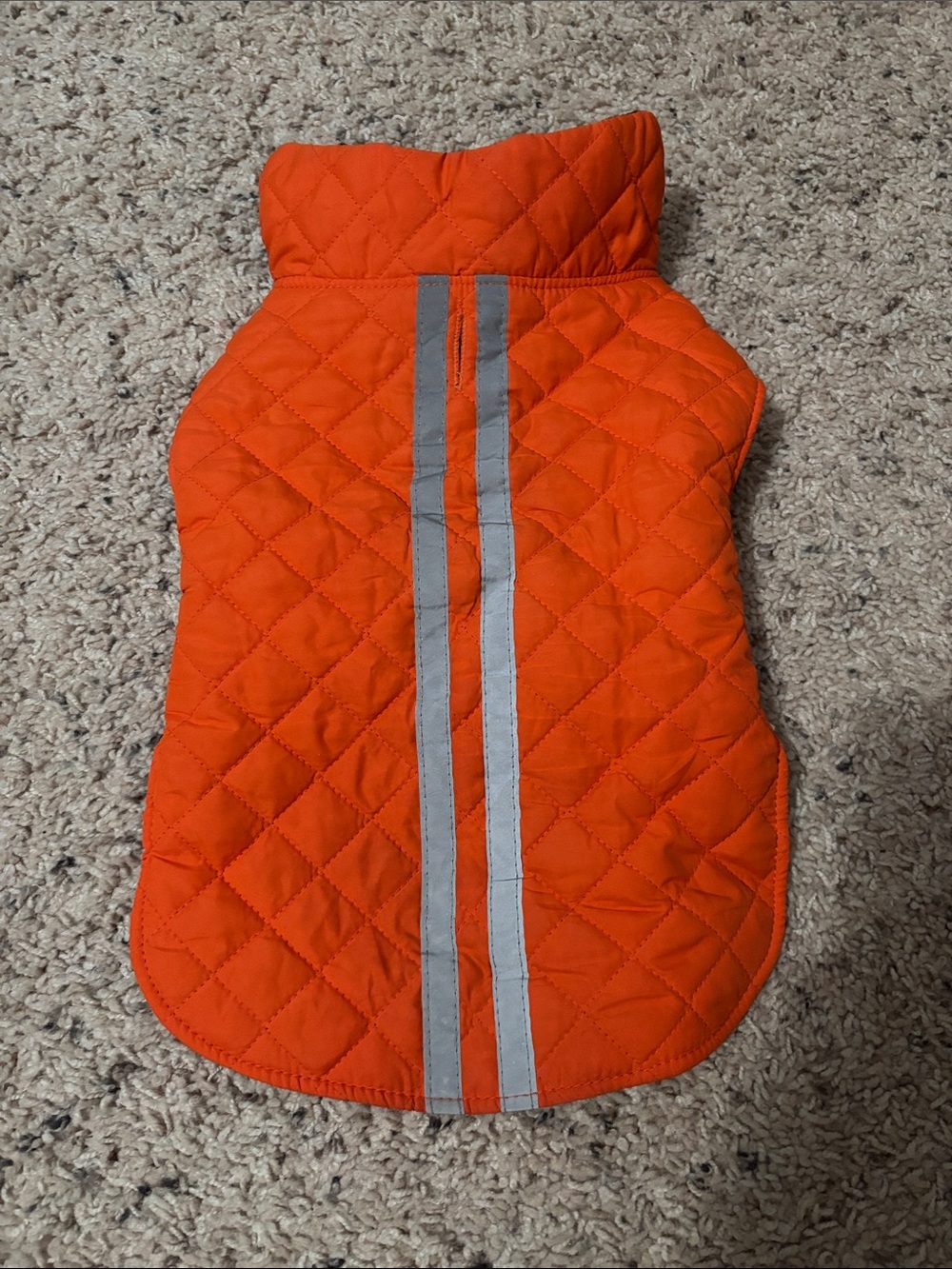 Orange quilted reflective dog vest size M